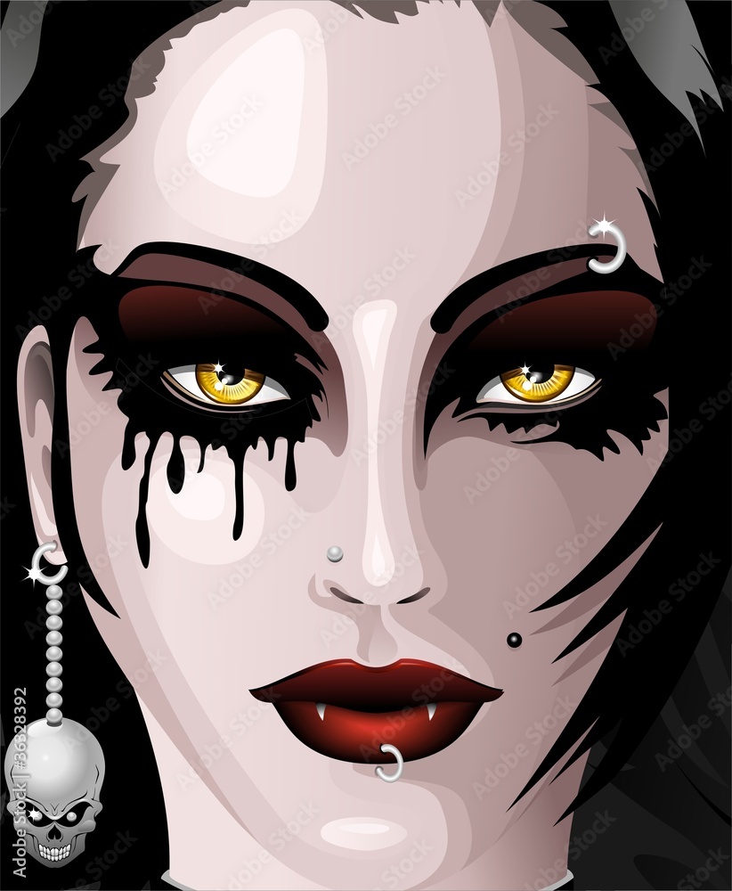 Viso Ragazza Vampiro Halloween Vampire Girl's Face-Vector Stock Vector |  Adobe Stock