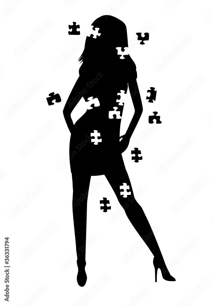 Girl puzzle silhouette
