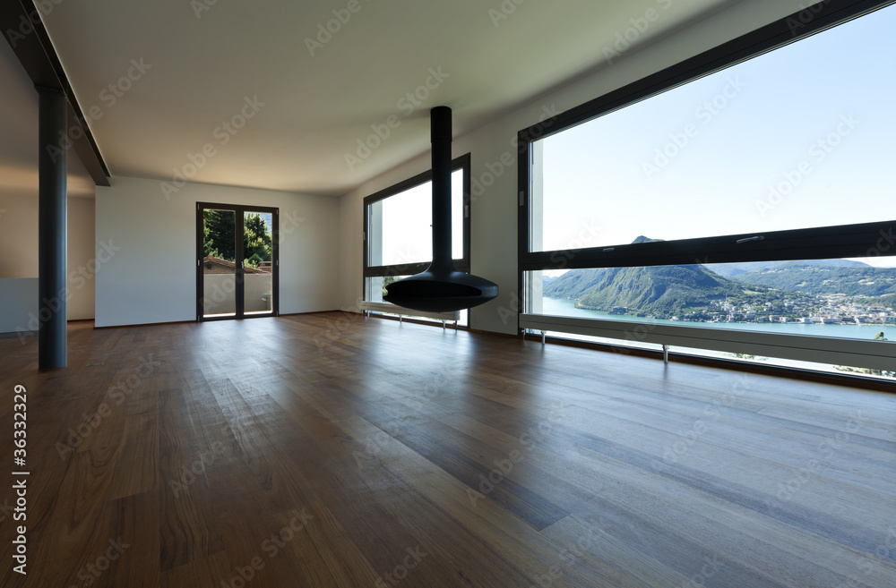 Modern apartment large living room with panoramic window Modern apartment large living room with panoramic window