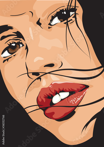 Sexy Girl Big Lips Illustration Art