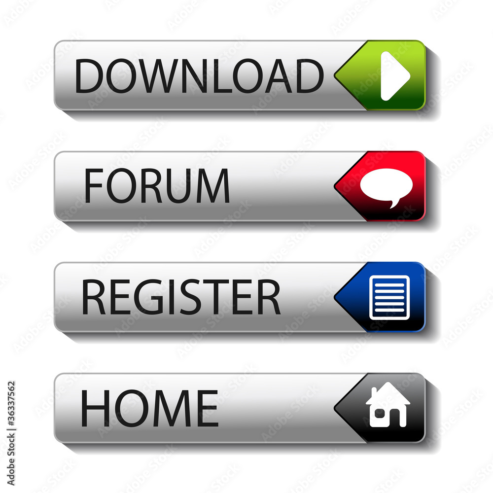 Vector buttons - download, forum, register, home Vector buttons - download, forum, register, home
