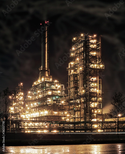 Round the clock running an oil refinery.