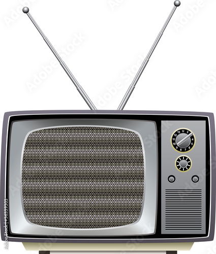 retro tv set with static on screen