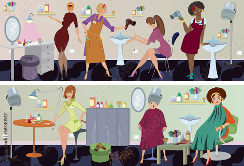 Beauty salon  banner workers