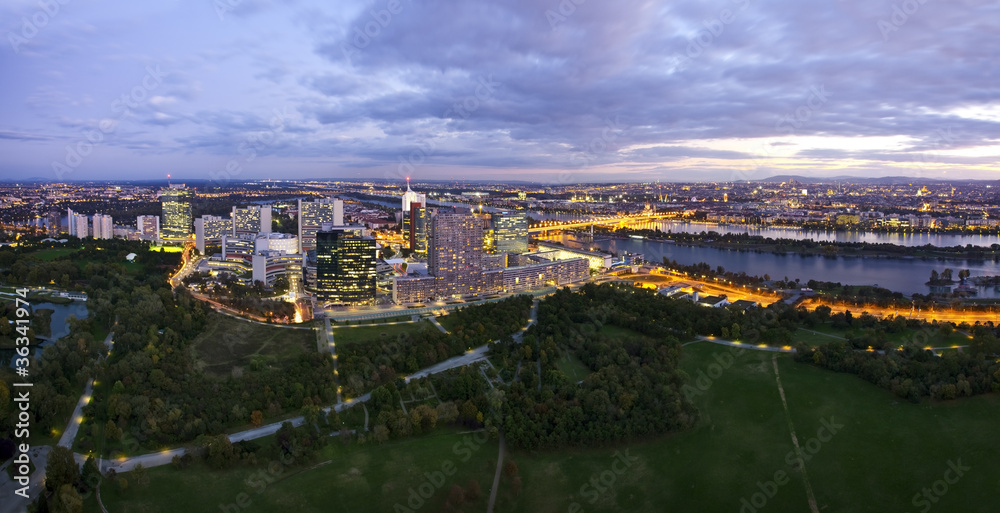 Fototapeta premium Panorama of the amazing Skyline of Donau City Vienna