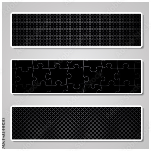Vector set of black pattern banners
