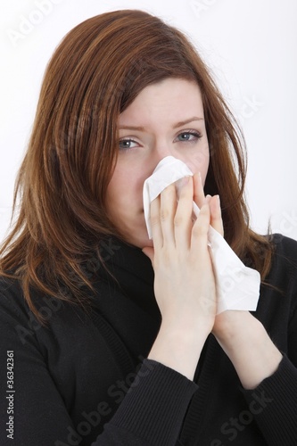 ill woman with handkerchief