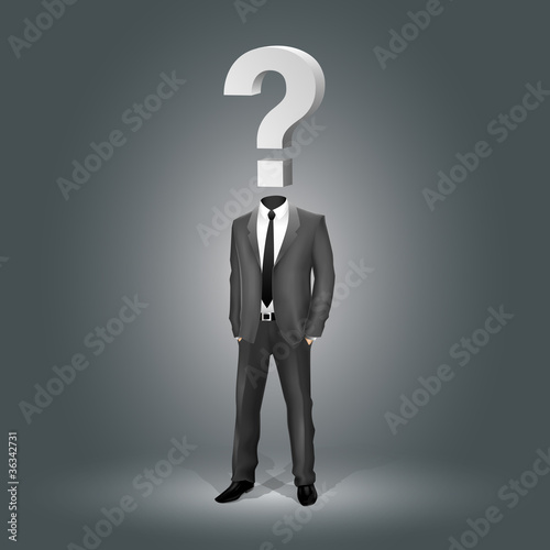 Businessman with Question Mark Head