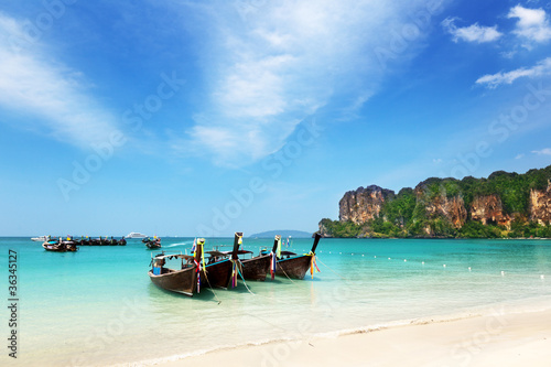 boats on Ao Nang beach Thailand photo