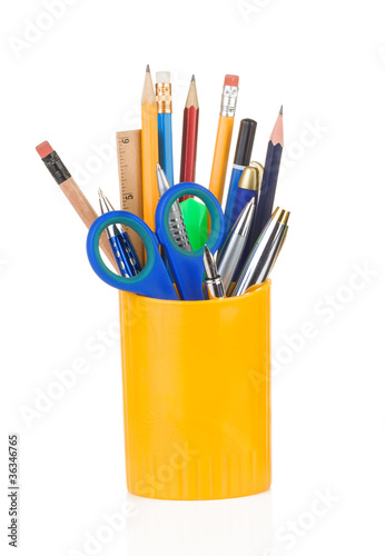 holder full of pen and pencil