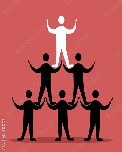 pyramid success concept in red