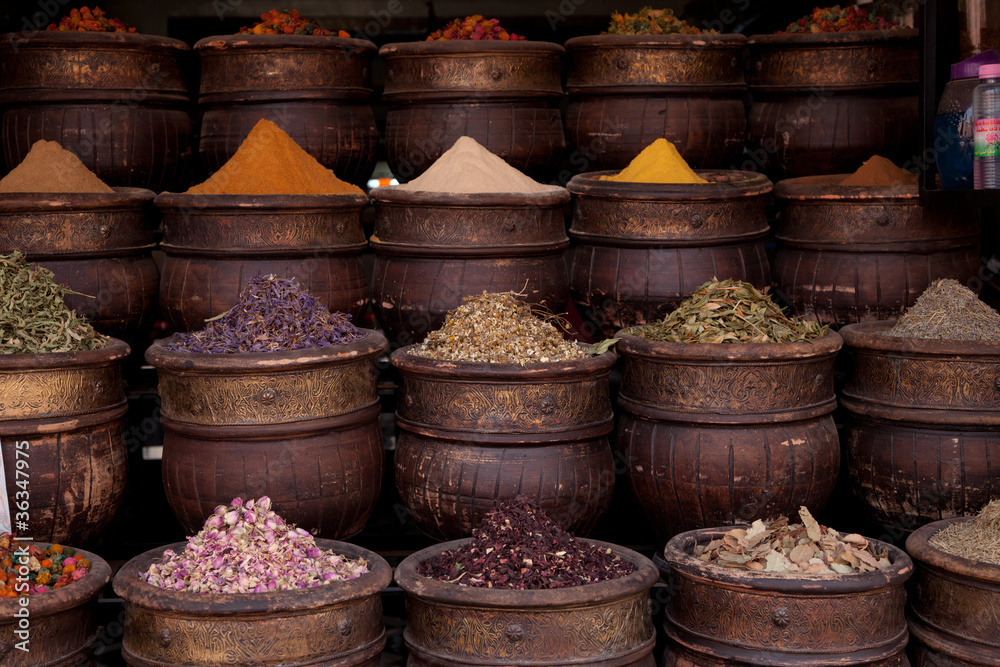 dried herbs flowers spices in the Marrakesh street shop dried herbs flowers spices in the Marrakesh street shop