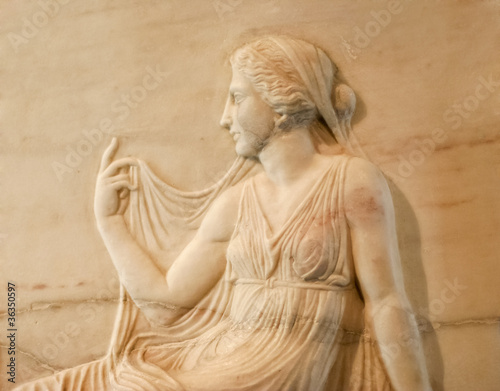 Marble relief of roman woman photo