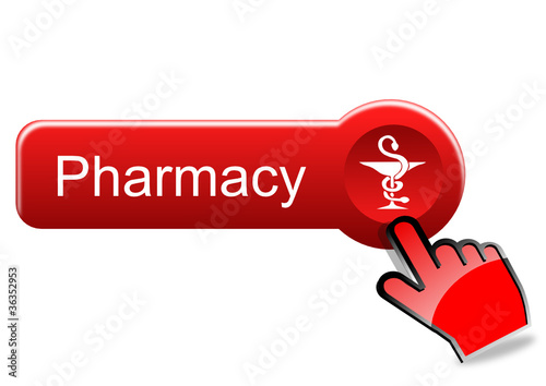 Pharmacy button with red hand