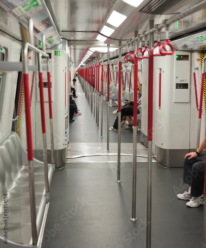 Photography Interior of Subway (Mass Transit Railway) train. Hong Kong.