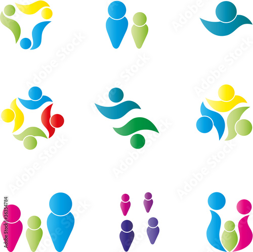 Menschen, Logos, Zeichen, Symbole, Design, Elements
