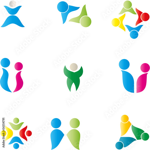 Menschen, Logos, Zeichen, Symbole, Design, Elements