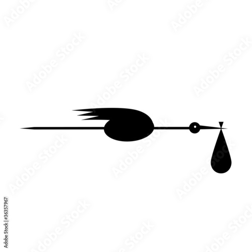 Funny stork with baby for your design