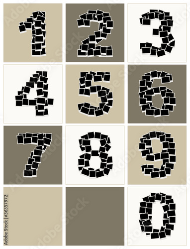 Numbers made from photo frames, insert your photos