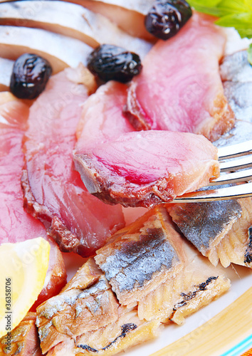 Salted herring and red fish
