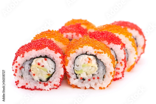 Roll with flying fish caviar