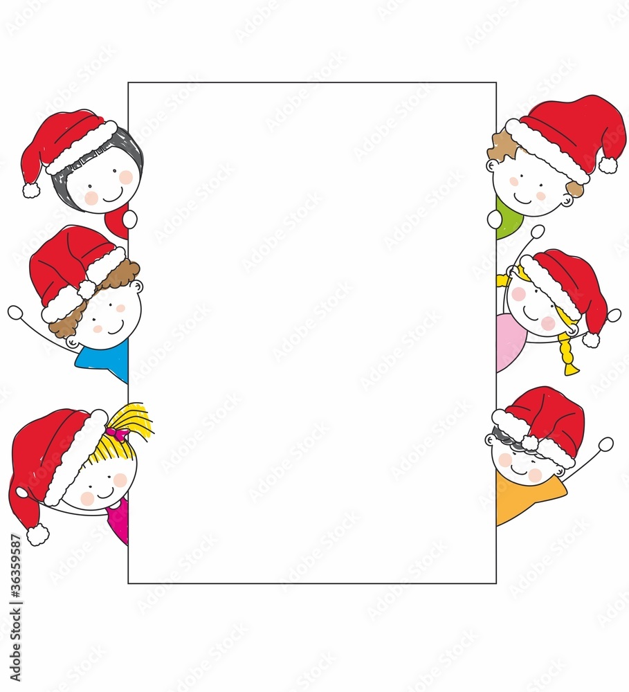 Ni os con una carta para santa Claus. Stock Vector Adobe Stock