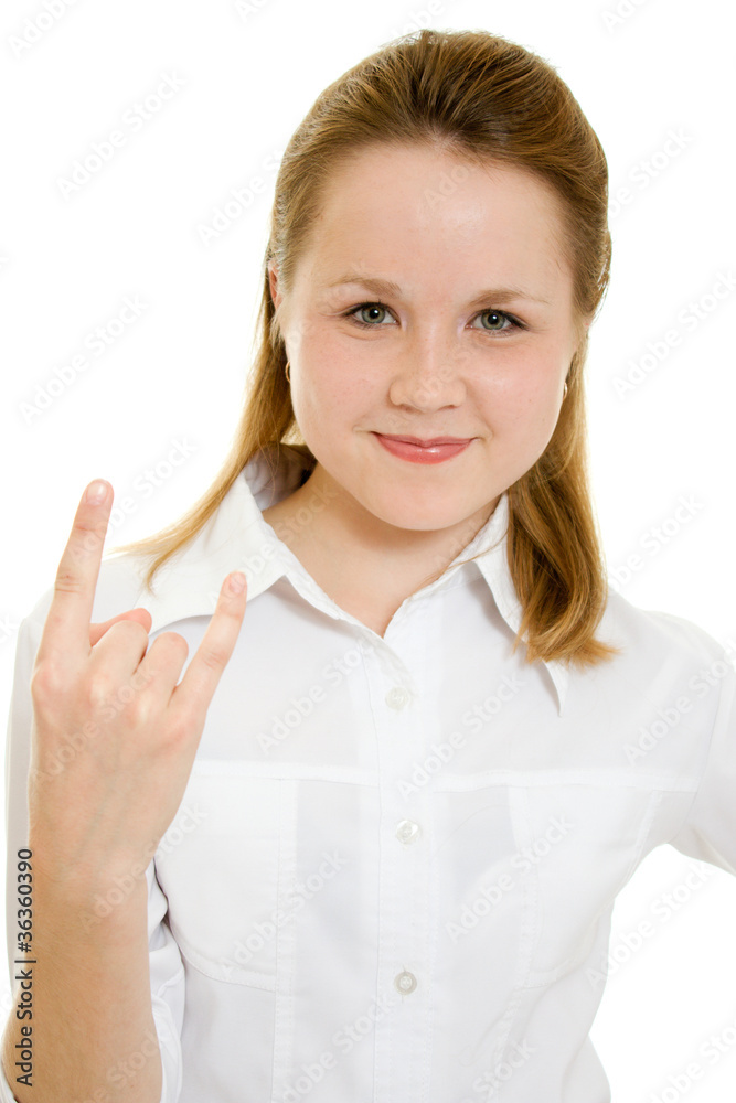 A successful businesswoman on a white background. A successful businesswoman on a white background.