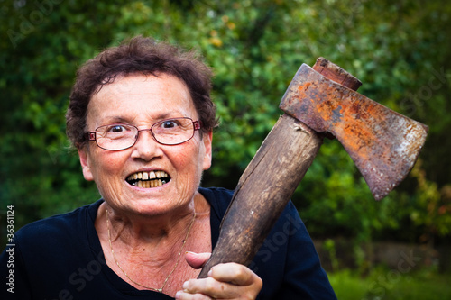 Crazy senior woman photo