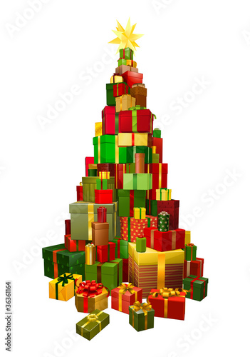 Gifts in Chritsmas tree shape illustration
