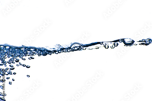 Isolated blue water splashing with bubbles and water drops - abs