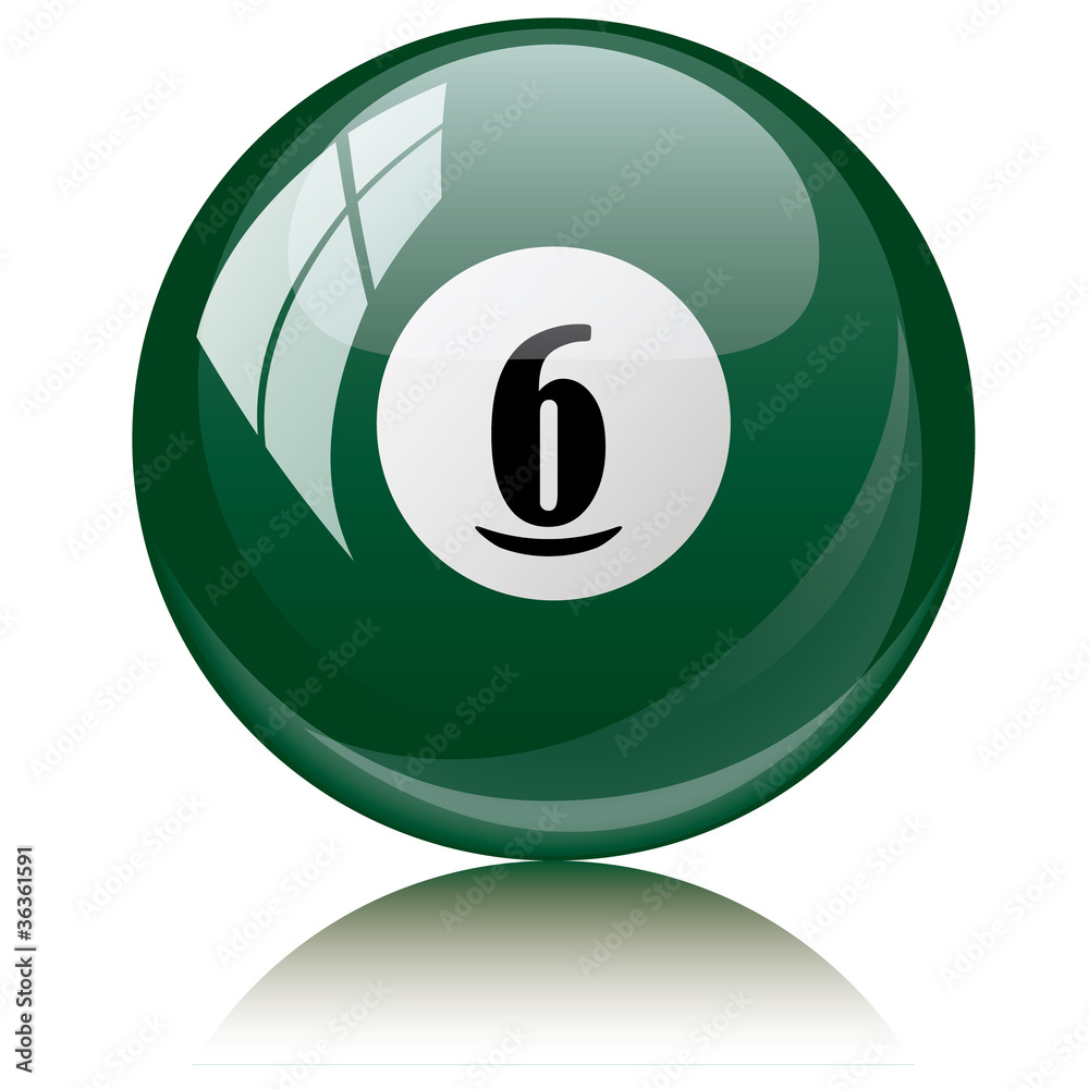 Vector illustration of a isolated glossy - six, green - pool bal Vector illustration of a isolated glossy - six, green - pool bal
