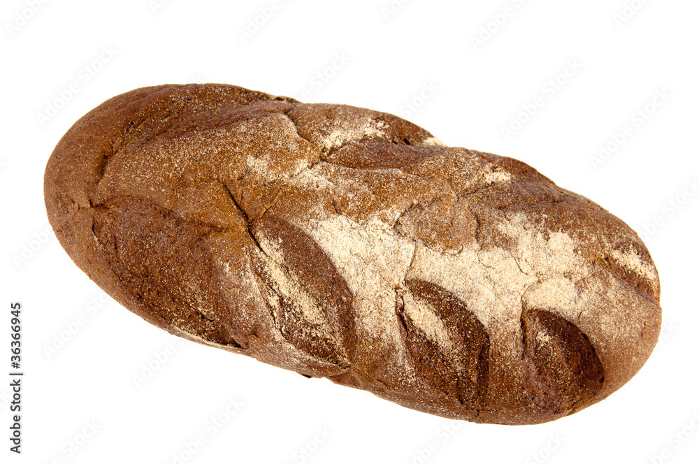 A delicious rye bread isolated on white background A delicious rye bread isolated on white background