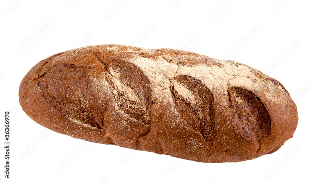 A delicious rye bread isolated on white background A delicious rye bread isolated on white background
