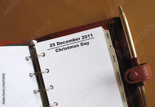 Fotografie Christmas Day in a leather personal organiser