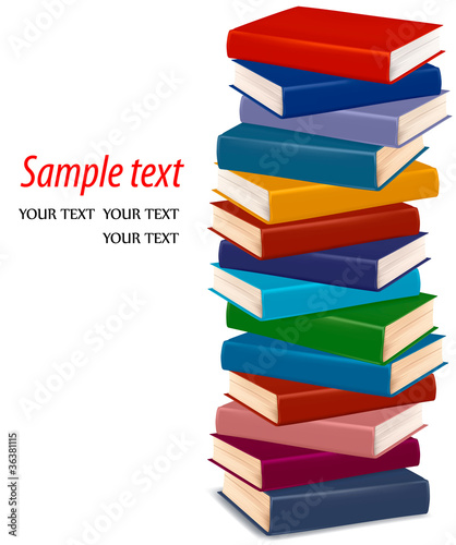 Stack of colorful books. Vector