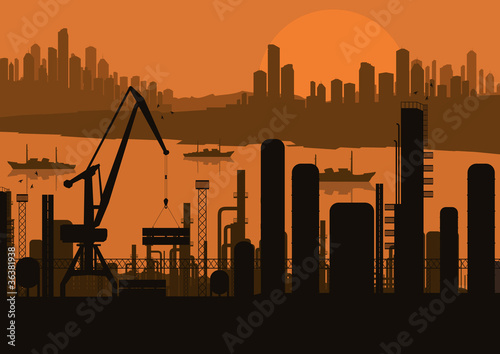 Industrial factory landscape background illustration