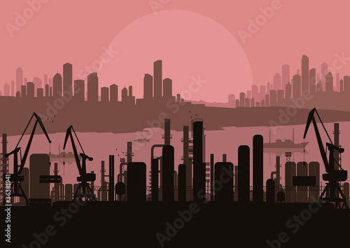Industrial factory landscape background illustration
