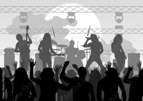Rock concert landscape background illustration