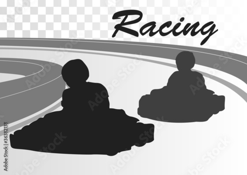 Go cart drivers race track landscape background illustration