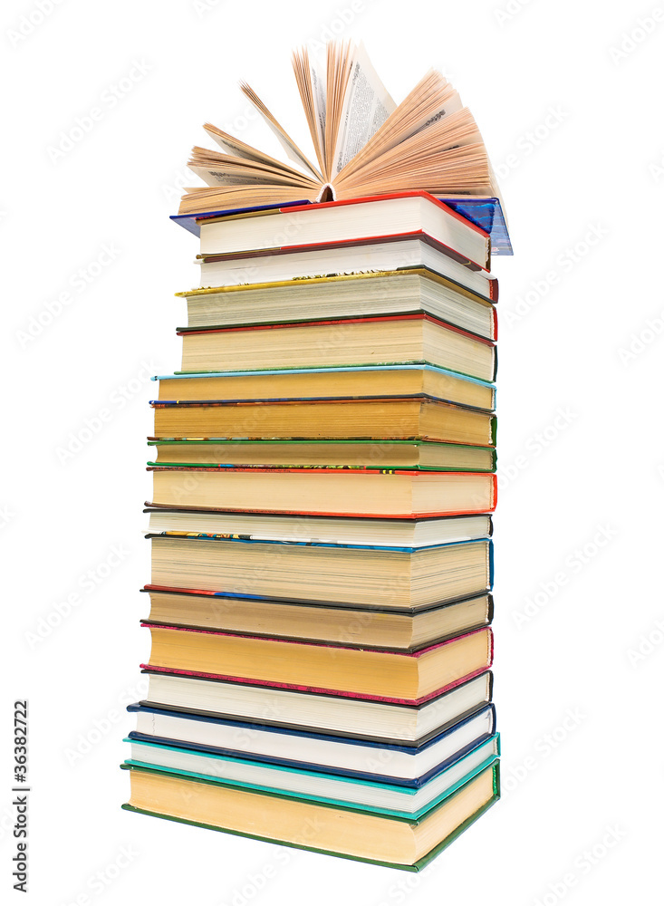 a large stack of books isolated on white background a large stack of books isolated on white background