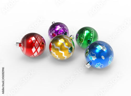 Grupa kolorowych bombek świątecznych - różne tekstury