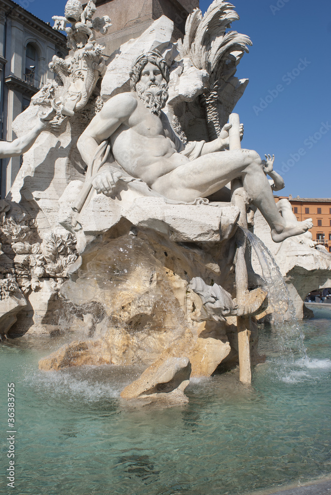 Nettuno's fountain in Piazza Navona at Roma