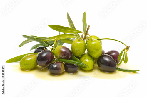 variety of fresh olives with olive oil