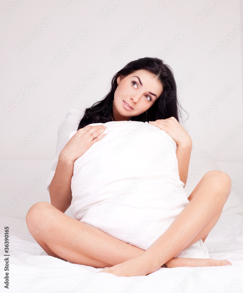 woman with a pillow woman with a pillow
