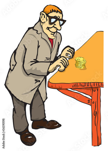 Pensioner with coins