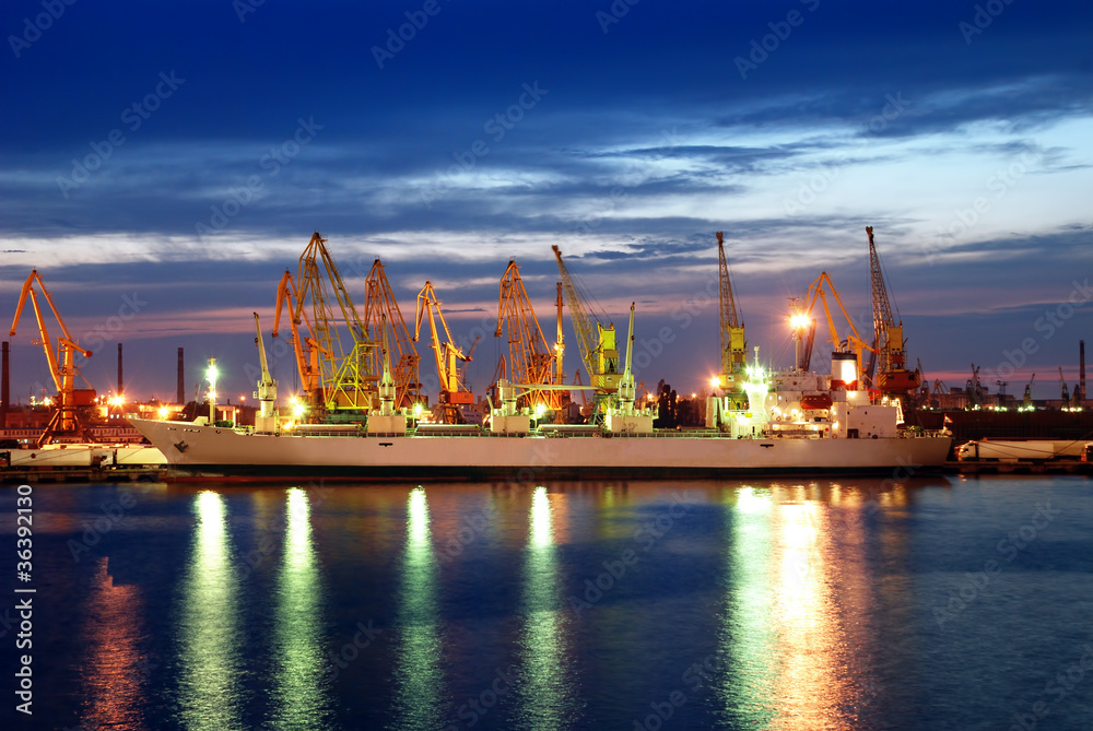 ship and port at night