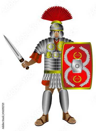 Obraz na plátně Roman centurion on white