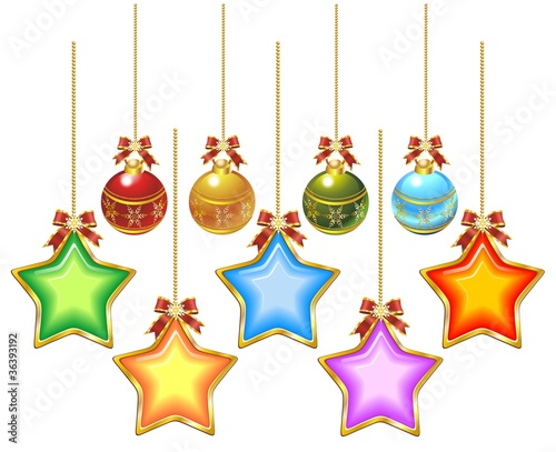 Natale Ornamenti Stelle e Palle-Christmas Ornaments-Vector