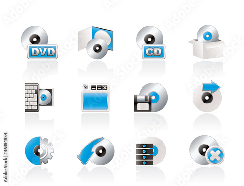 Computer Media and disk Icons - vector icon set