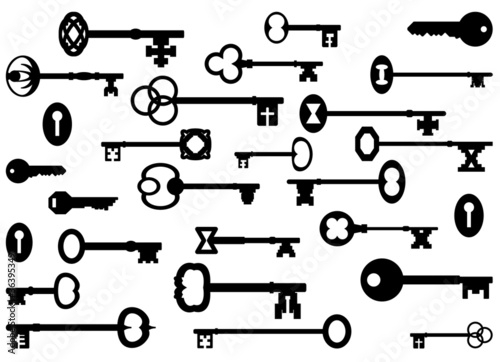 Vintage key silhouettes
